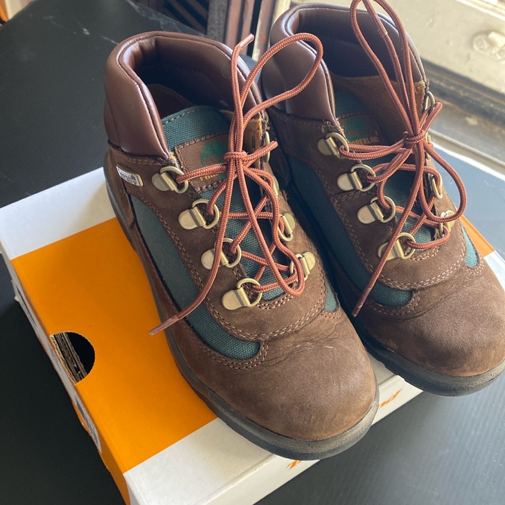 Brown and Hunter green suede boots